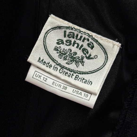 VTG 80s Laura Ashley Womens Velvet Dress Sz 10 Basque Victorian - Picture 7 of 10